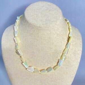 Vintage Collar Necklace Irregular Shape Mother Of Pearl Beads Slide Hook Clasp